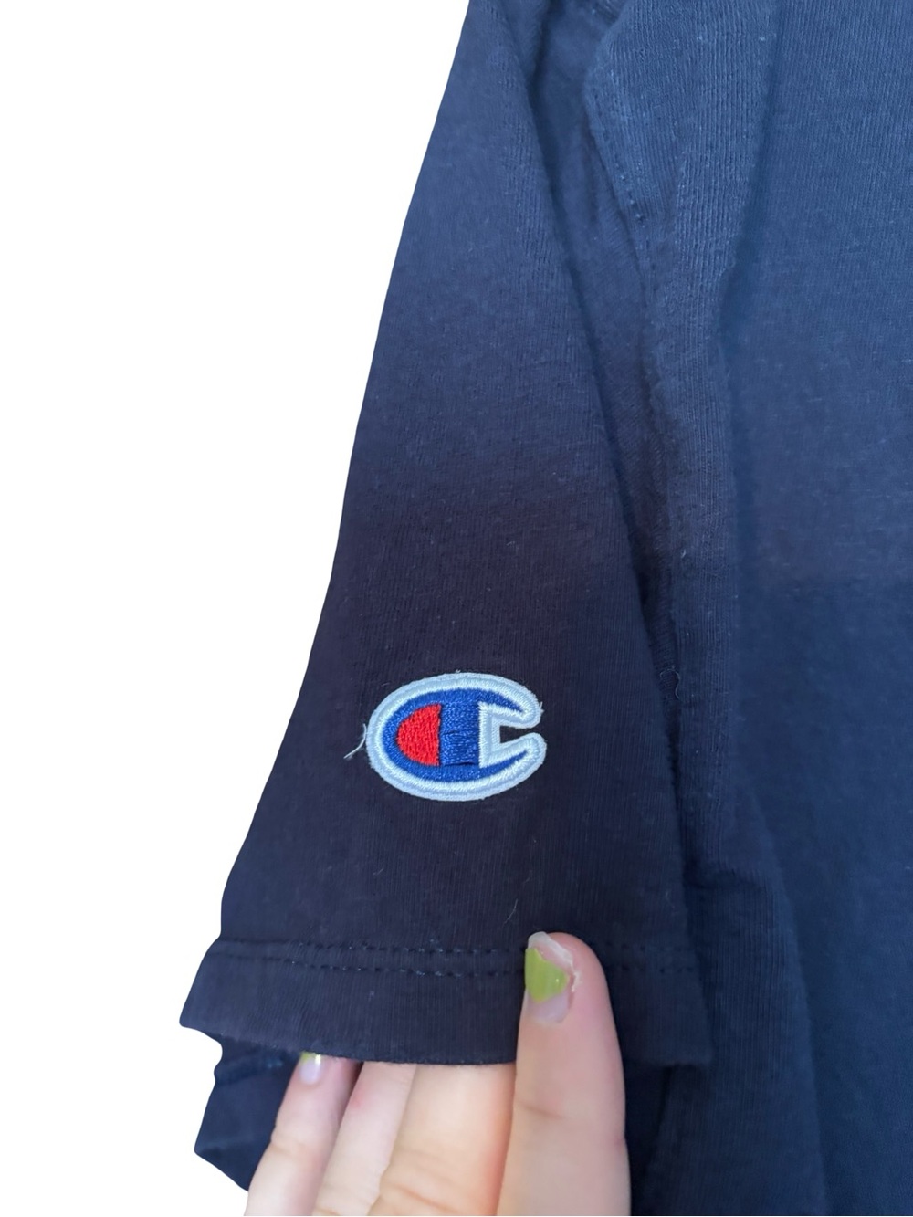 Champion Logo T-Shirt Men's Medium Navy Crewneck - Picture 3 of 6